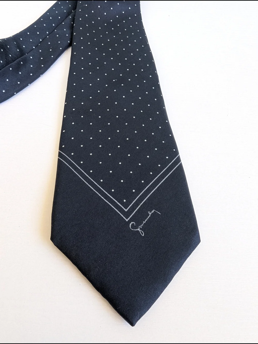 Givenchy Gentlemen Paris Navy Polka Dot Silk Tie